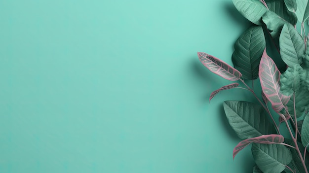 A green wall with a plant on it