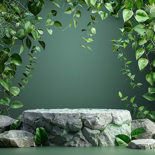 a green wall with a plant in the middle of it