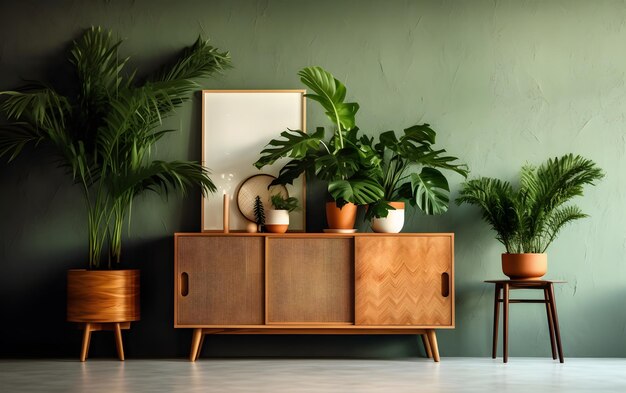 Green wall with plants in the room