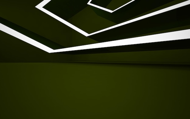 A green wall with a strip of lights in the middle of it