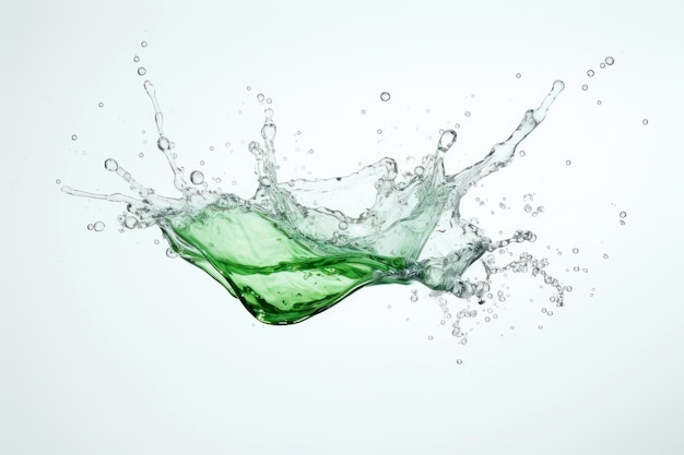 Green water splash isolated on white background