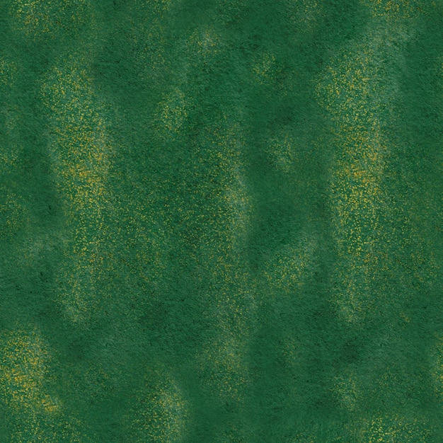 Green watercolor abstract seamless pattern with golden dots
