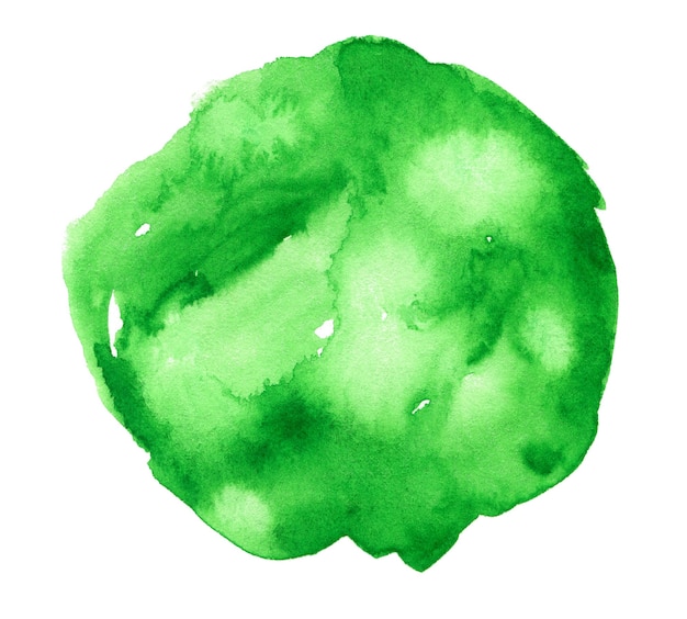 Green watercolor art hand paint on white background isolated brush texture