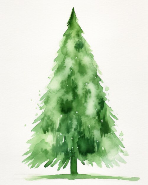 Green watercolor Christmas tree Illustration AI GenerativexA