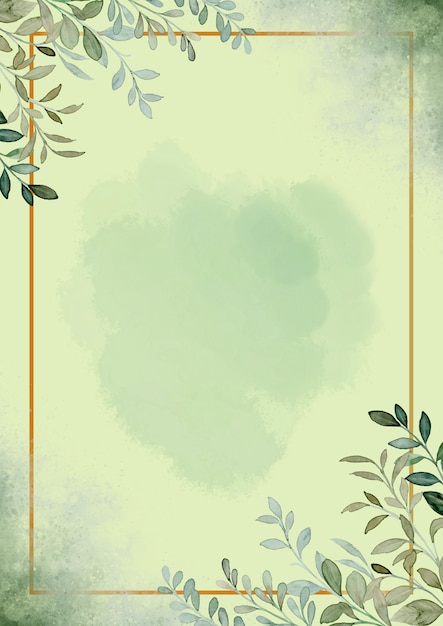 Photo green watercolor floral background a4 document 1