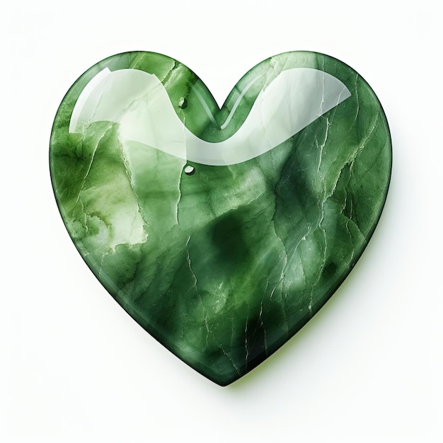 a green watercolor heart on a white background in the style of tactile textures