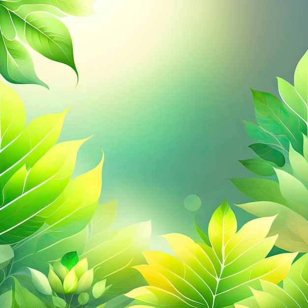 Green Watercolor Leaves Background