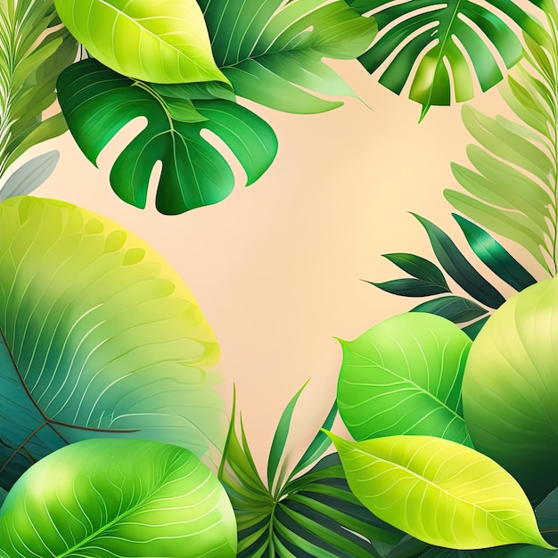 Green Watercolor Leaves Background