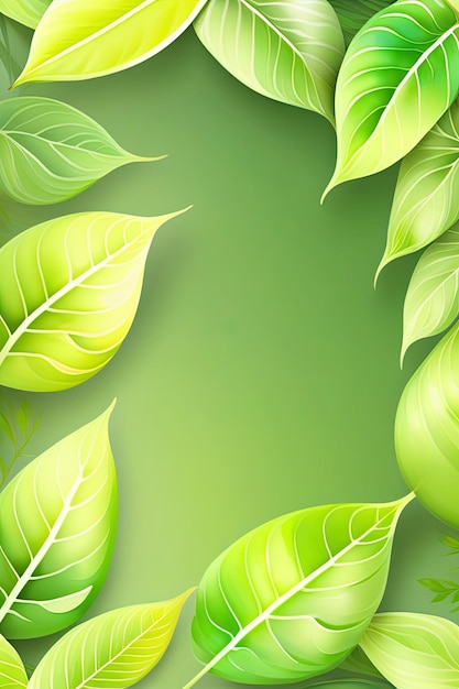 Green Watercolor Leaves Background