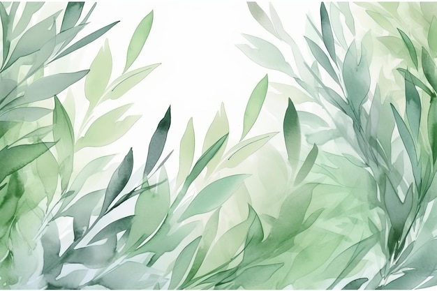 Green watercolor natural background Illustration AI Generative