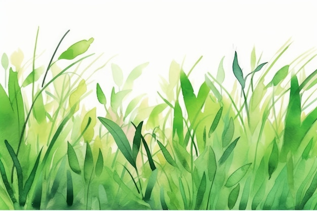 Green watercolor natural background Illustration AI Generative