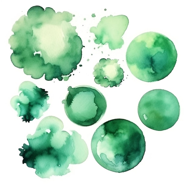 Green watercolor splash brush on white background