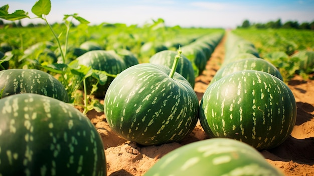 green watermelon in the garden Generative AI