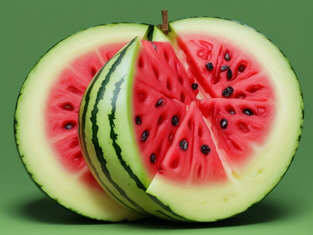 Green watermelon in the middle of the background