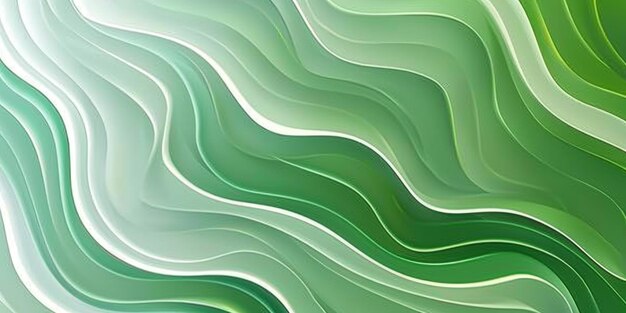 A green wave pattern with white lines stock background