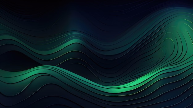 Green waves on a black background