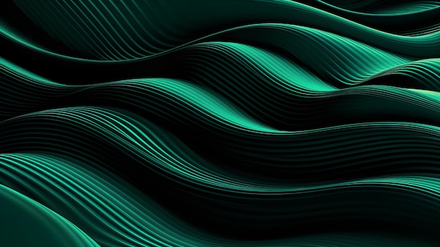 Green waves on a black background
