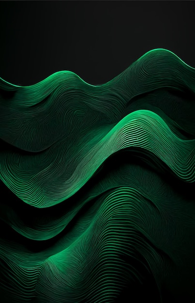 Green waves on a black background