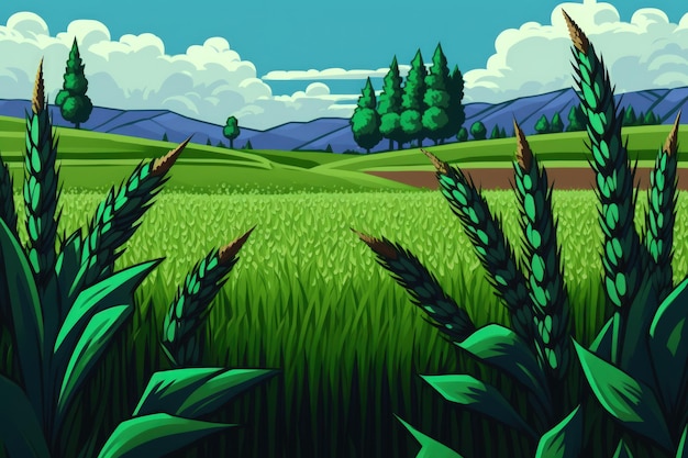 Green wheat field