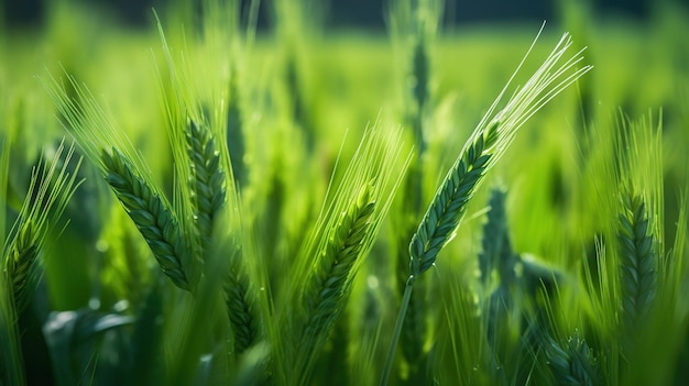 Green wheat in a field