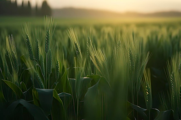 Green wheat fields AI technology generated image