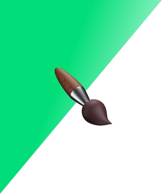 a green and white background with a brown paint brush