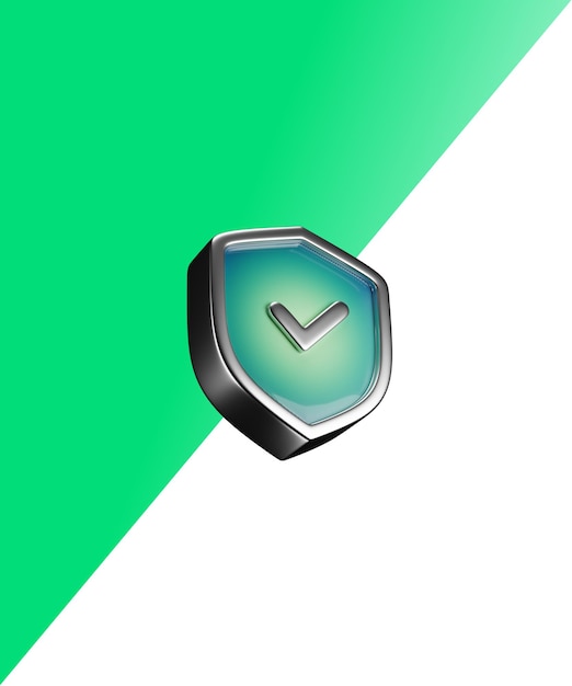 A green and white background with a hexagon shaped shield that says check on it.