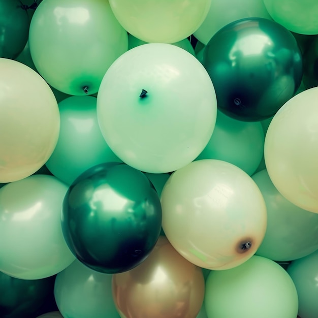 Photo green and white balloons background