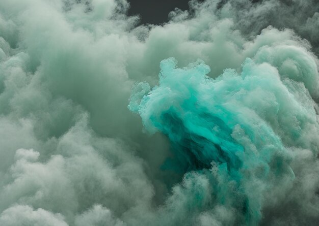 Photo a green and white cloud with a dark blue swirl in the middle.