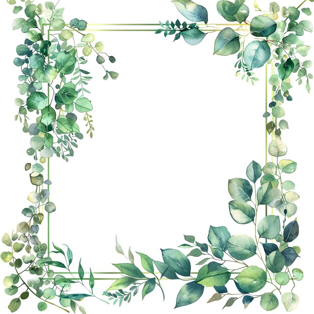 Photo a green and white floral frame with a butterfly on it