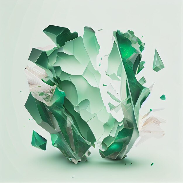 A green and white image of a broken glass