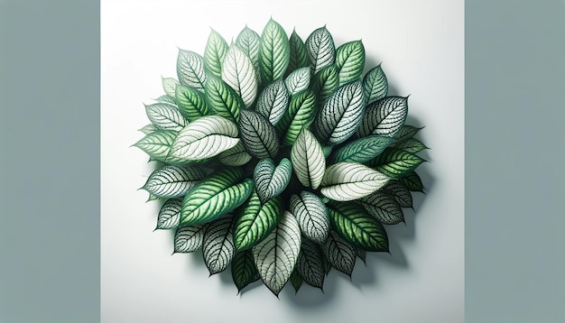 緑と白の葉の質感の芸術作品