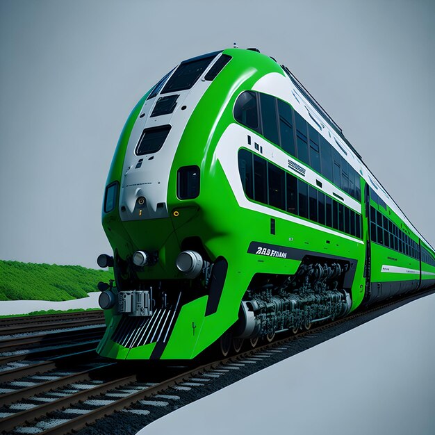 a green and white modern train