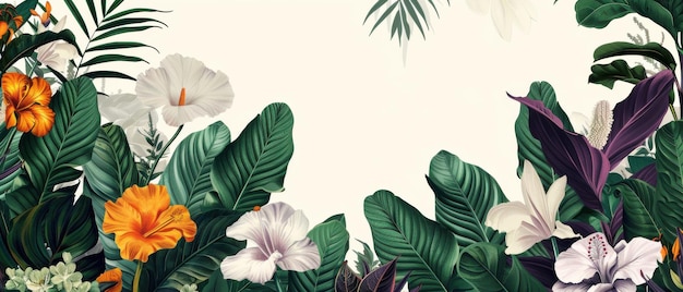 green white orange and purple floral composition