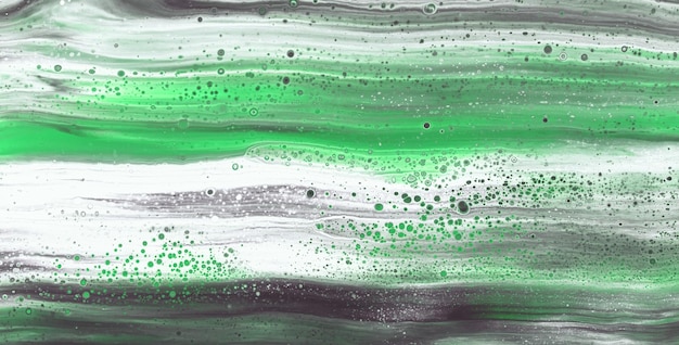 A green and white painting with the word green on it.