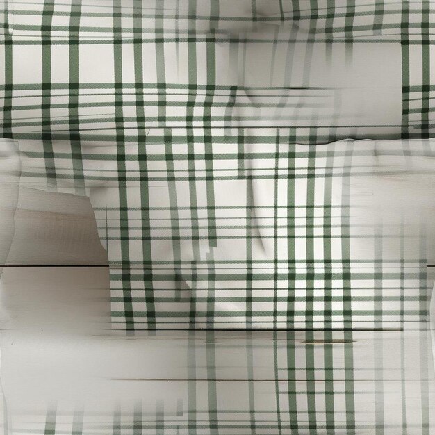 A green and white plaid couch with a white background.