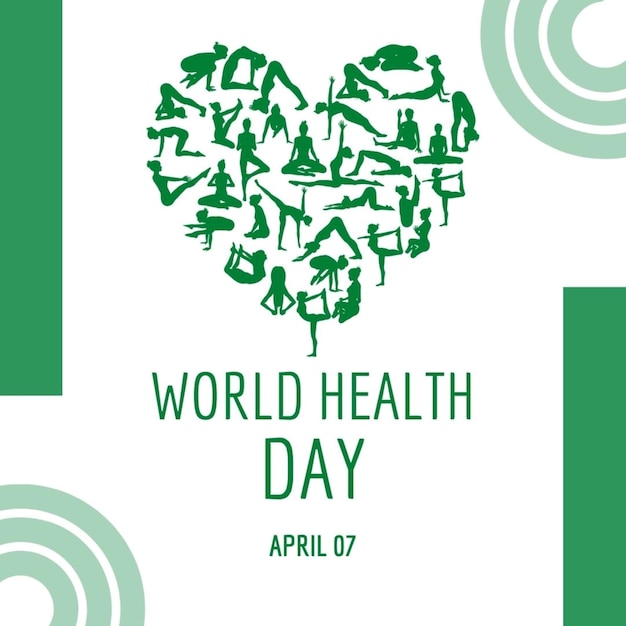 Photo a green and white poster with a green background with a heart that says world healthy day