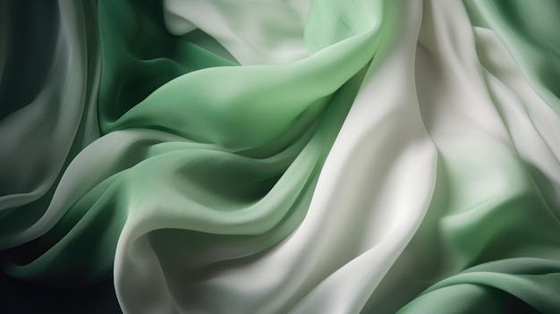 Green and White Silk