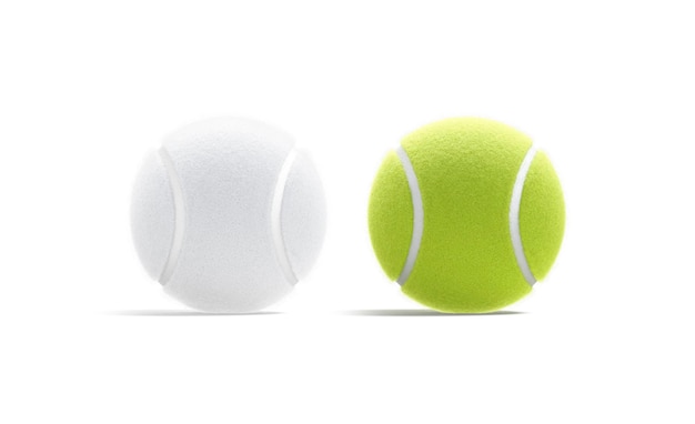 Mockup di pallina da tennis bianco verde. matchball fibroso strutturato mock up. esercizio fisico o tempo libero.