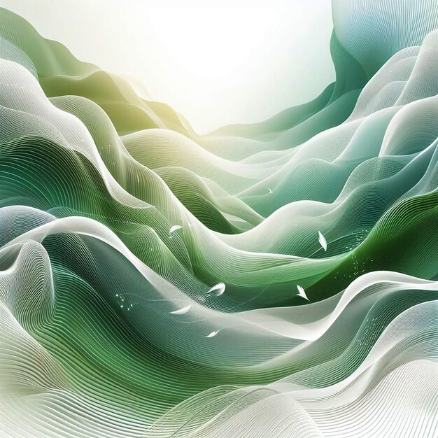 Green and white wave background soft background