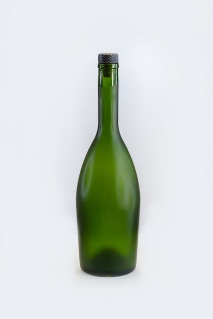 Green wine bottles on isolated white background