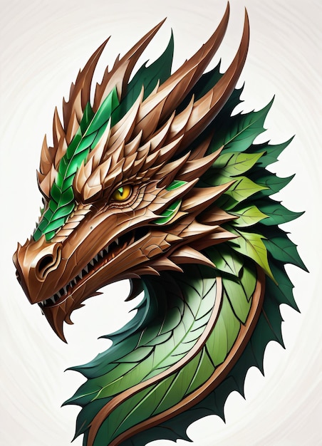 Green Wooden Dragon 2D art clipart