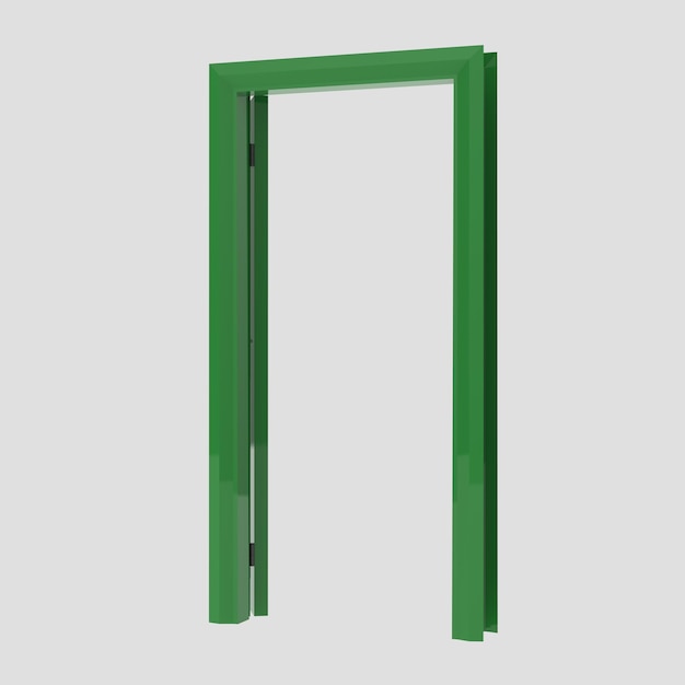 Green wooden interior door illustration set different open closed isolated white background