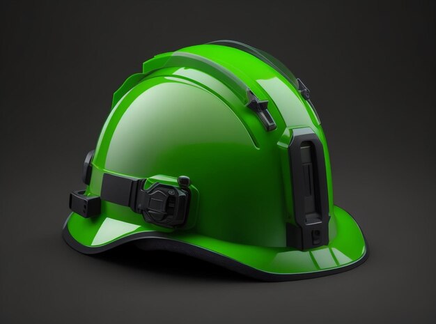 A green worker's helmet