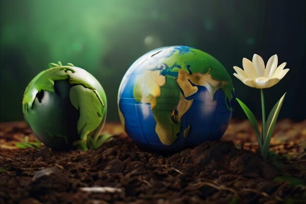 Green world on leaf tree as environment conservation Eco and saving the earth day