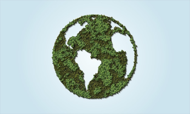green world map green globe map 3d tree or forest shape of world map isolated on white background