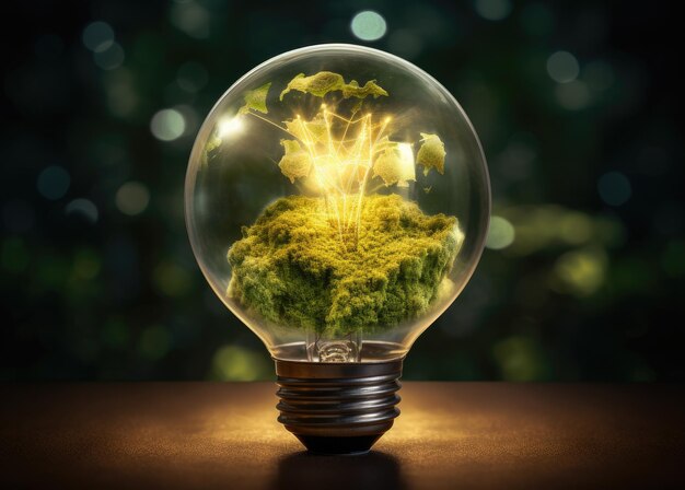 Green World Map On The Light Bulb With Green Background Renewable Energy Environmental Protection Re