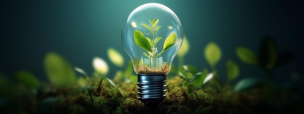 Green world map on light bulb with green background renewable energy environmental protection