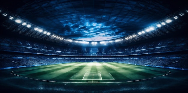 Green world stadium soccer game football goal sport arena light Generative AI