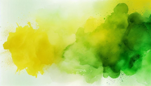 Green and yellow abstract watercolor background with watercolor splashes Generative AI